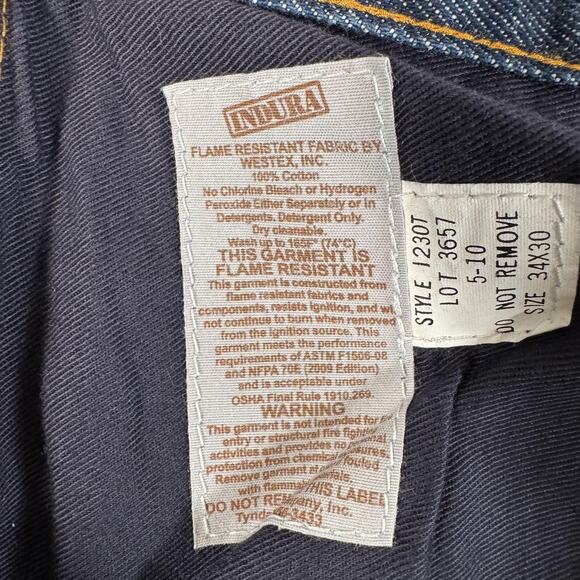 Tyndale Jeans Mens 32x30.5 Blue Flame Resistant FR Made in USA Indura I230T - Picture 9 of 16